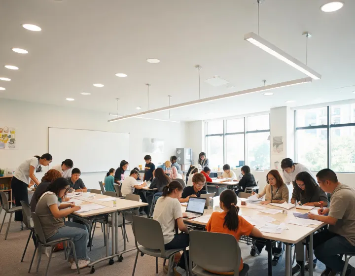Community classroom with comfortable LED illumination