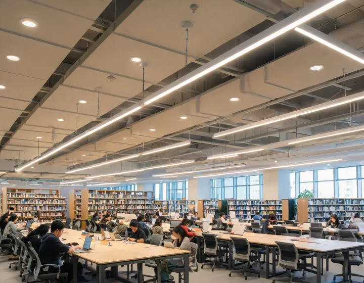 Lithonia Lighting recessed and linear luminaires in an active education commons